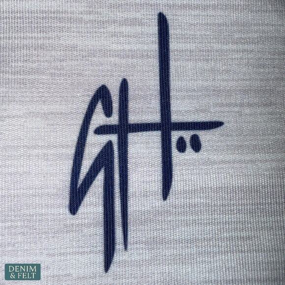 Guy Harvey White Fishing Hoodie LS Marlin American Flag UPF50 Performance L NEW - Picture 5 of 7